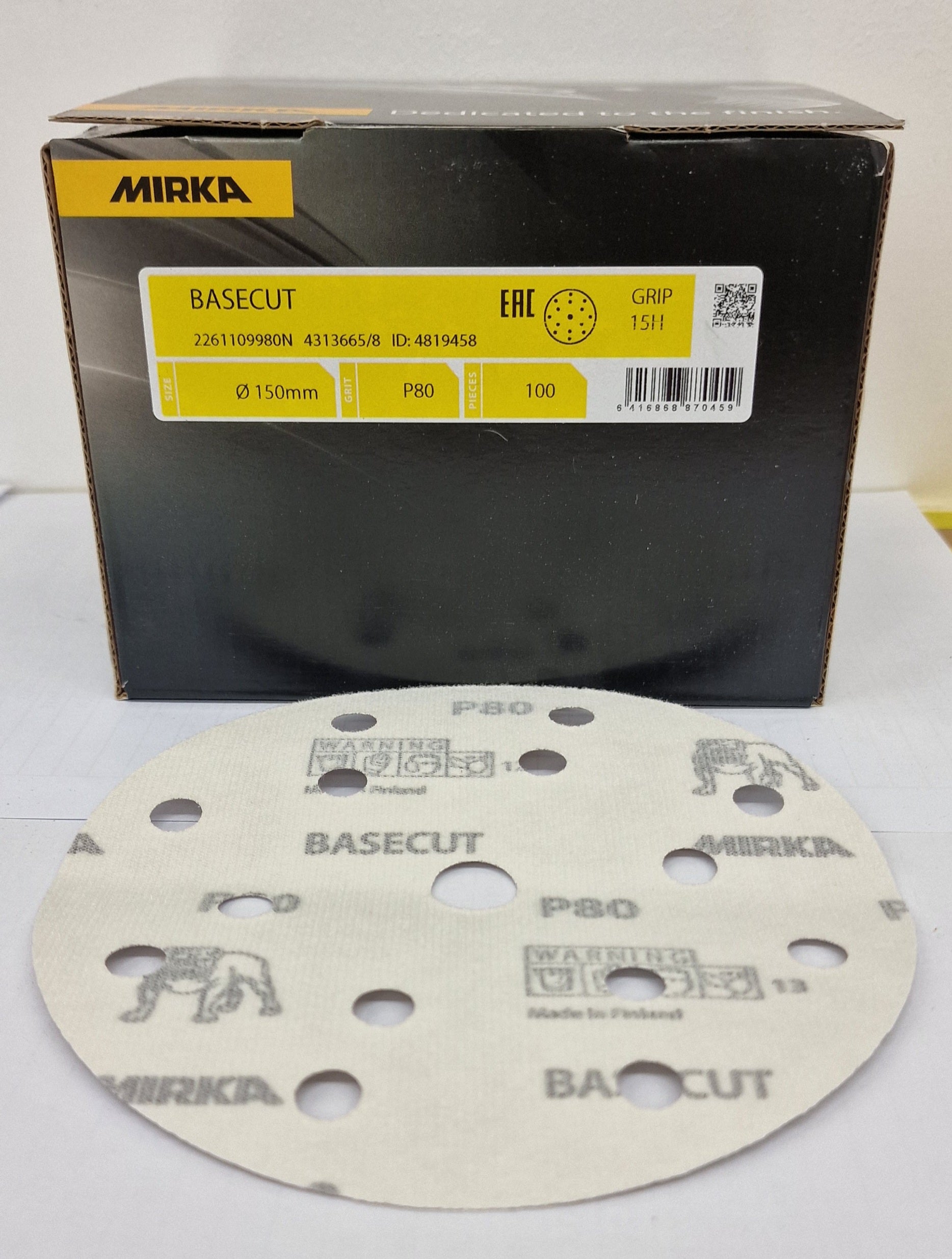 Mirka Basecut 150 mm Grip 15H Sanding Discs